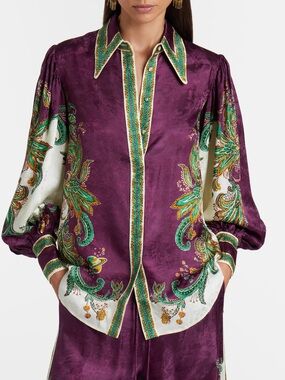 Alemais Ruthie balloon-sleeve silk-blend shirt, US2 4 6 8